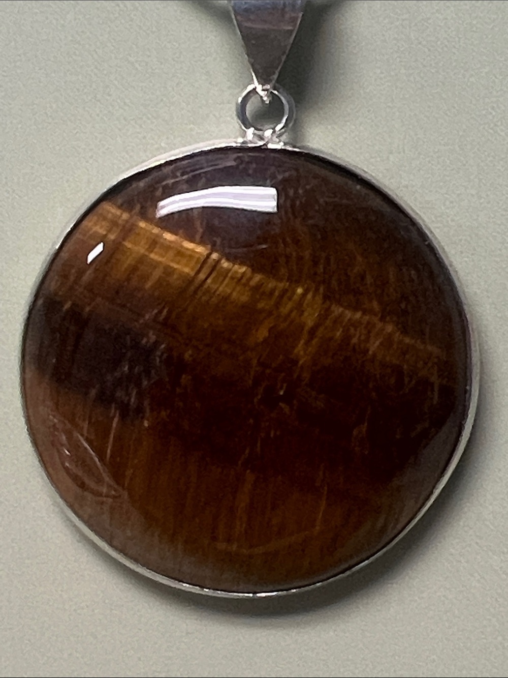 Brown Tiger's Eye Round Pendant Necklace - Women Jewelry